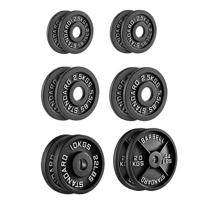 Professional Cast Iron Weight Plates – Strength Training Discs for Home & Commercial Gyms –Pairs, Sets & Optional Barbells
