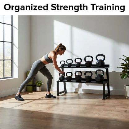 Commercial 2-Tier Kettlebell Rack