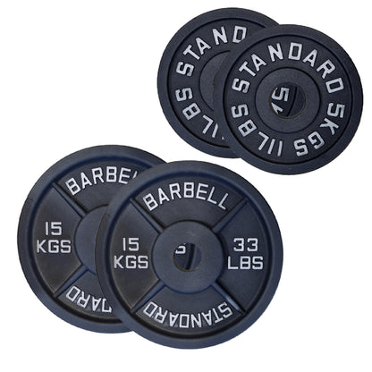 Professional Cast Iron Weight Plates – Strength Training Discs for Home & Commercial Gyms – Singles, Pairs, Sets & Optional Barbells