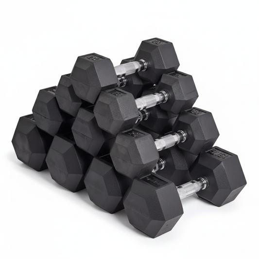 Black Hex dumbbells on a white background