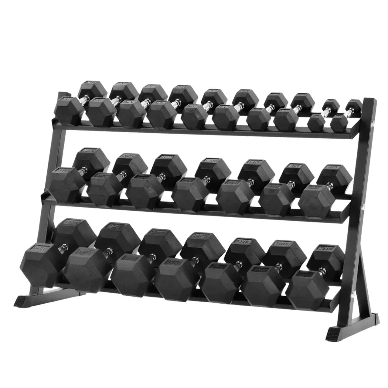 Premium Rubber-Coated Hex Dumbbells: Pairs & Complete Weight Sets from 2.5kg to 60kg - Anti-Roll Design with Ergonomic Metal Handles for Home Gym, Strength Training & Professional Bodybuilding