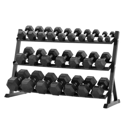 Premium Rubber-Coated Hex Dumbbells: Pairs & Complete Weight Sets from 2.5kg to 60kg - Anti-Roll Design with Ergonomic Metal Handles for Home Gym, Strength Training & Professional Bodybuilding