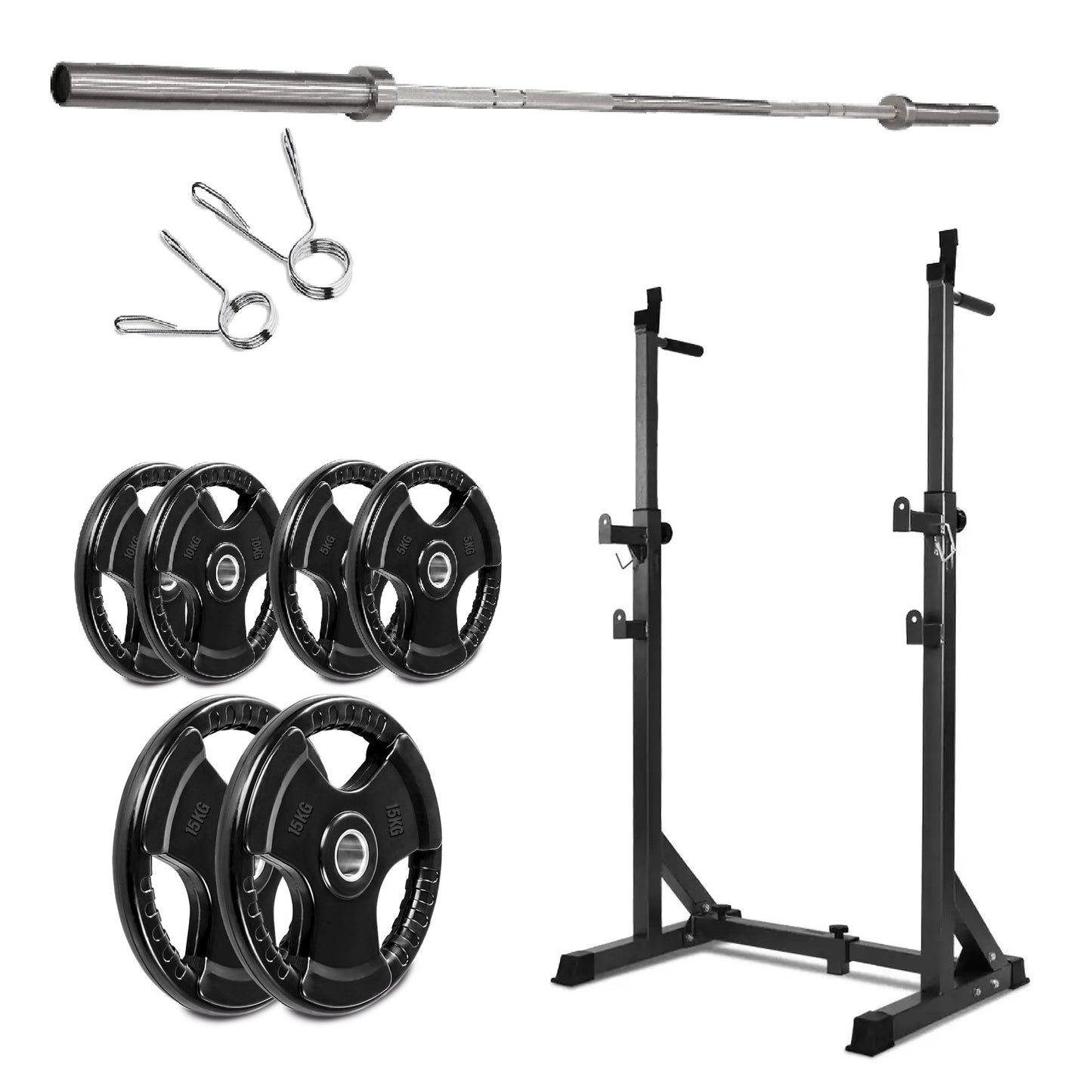Half Squat Rack - Heavy-Duty Adjustable Barbell Stand with Dip Station & Spotters - 200KG Max Load - Home Gym Strength Training Equipment - Adjustable Height & Width - Professional Quality Steel