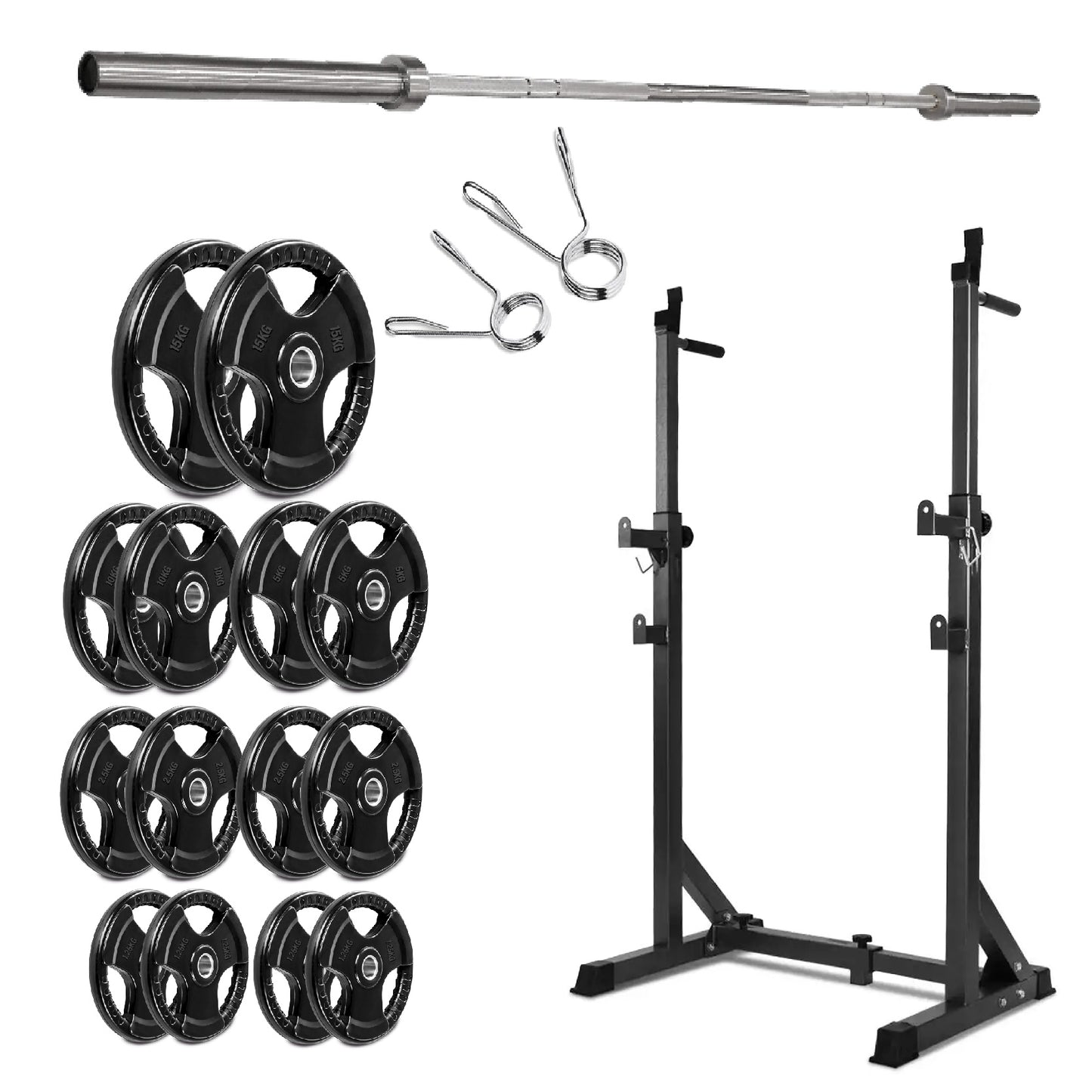 Half Squat Rack - Heavy-Duty Adjustable Barbell Stand with Dip Station & Spotters - 200KG Max Load - Home Gym Strength Training Equipment - Adjustable Height & Width - Professional Quality Steel