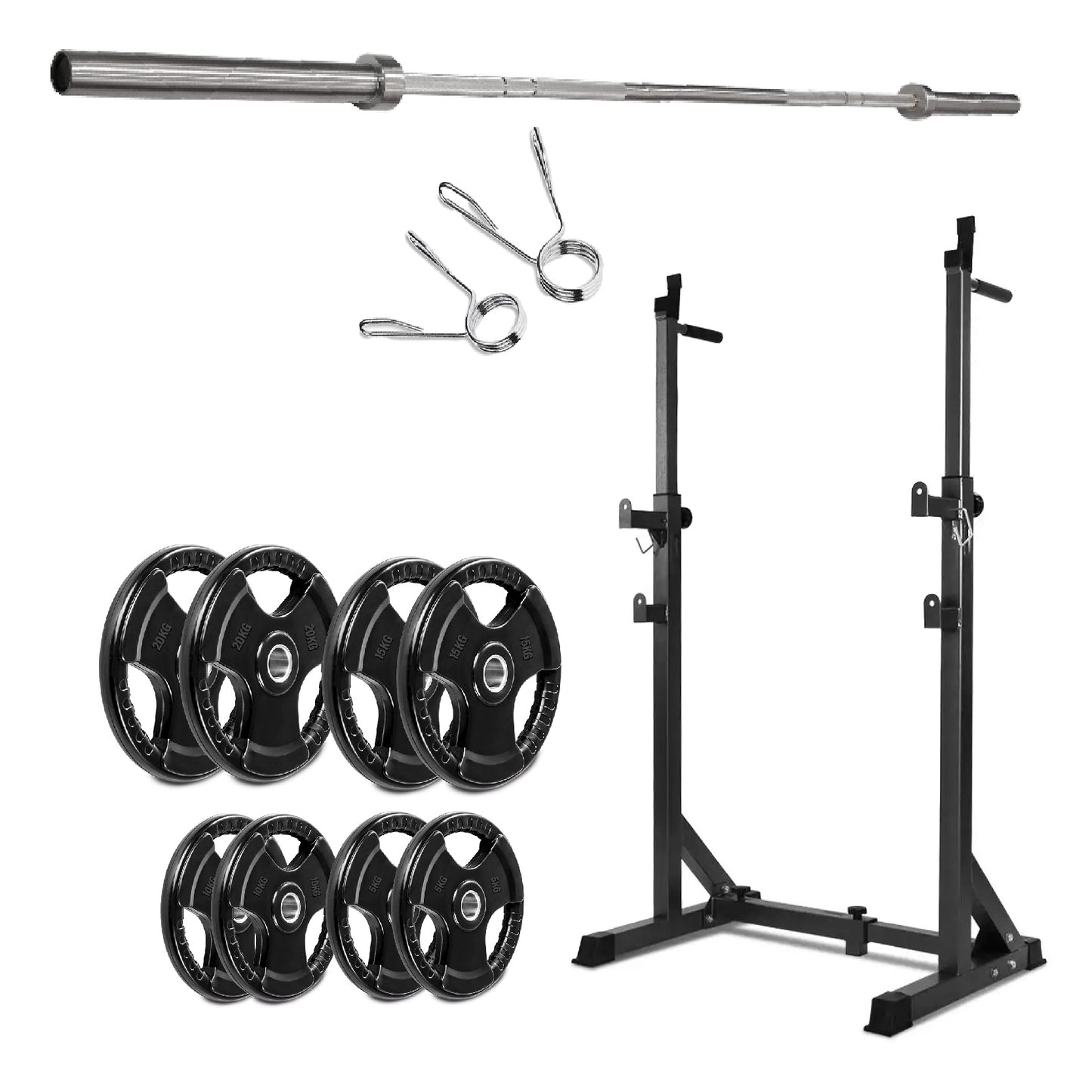 Half Squat Rack - Heavy-Duty Adjustable Barbell Stand with Dip Station & Spotters - 200KG Max Load - Home Gym Strength Training Equipment - Adjustable Height & Width - Professional Quality Steel