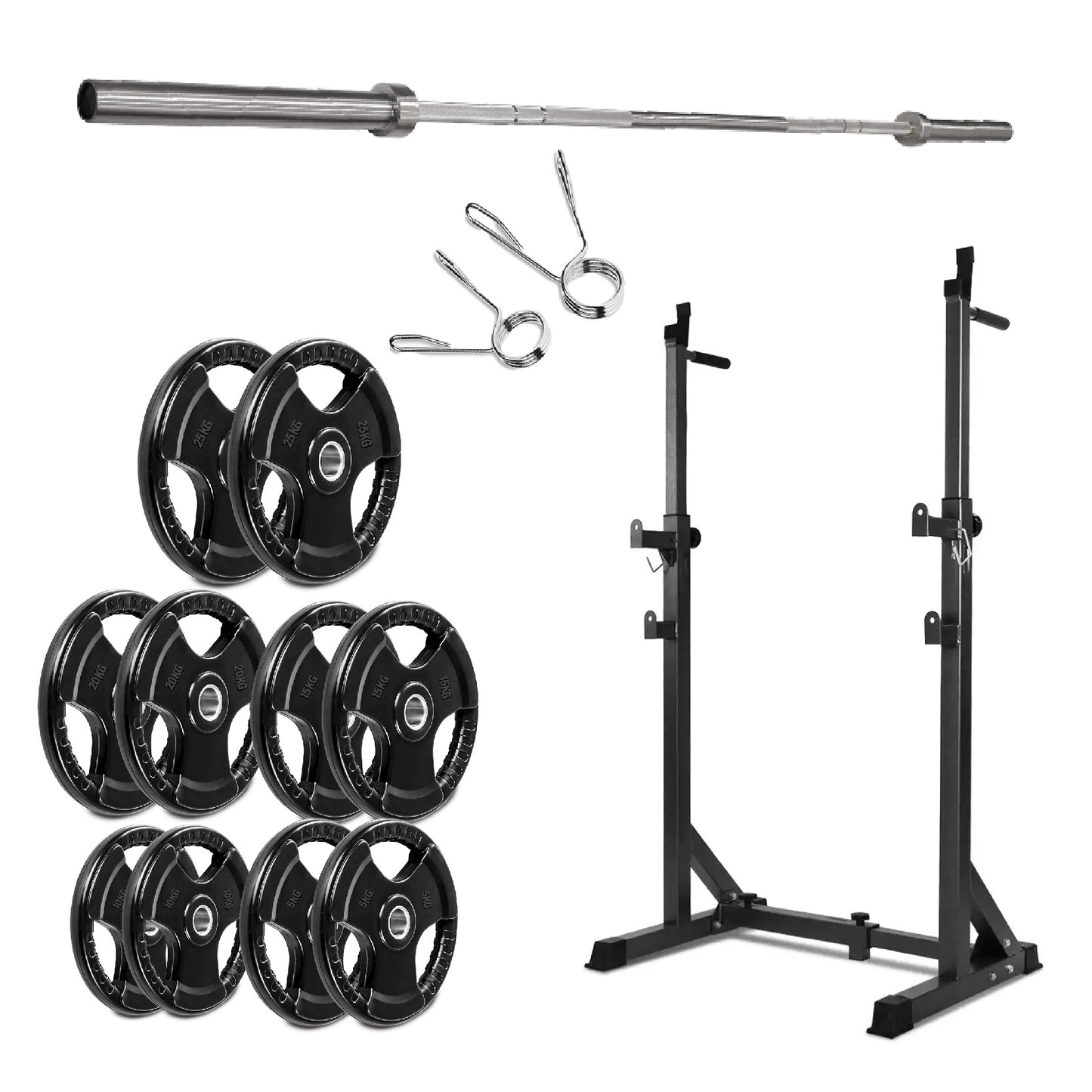 Half Squat Rack - Heavy-Duty Adjustable Barbell Stand with Dip Station & Spotters - 200KG Max Load - Home Gym Strength Training Equipment - Adjustable Height & Width - Professional Quality Steel