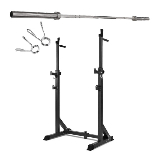 Half Squat Rack - Heavy-Duty Adjustable Barbell Stand with Dip Station & Spotters - 200KG Max Load - Home Gym Strength Training Equipment - Adjustable Height & Width - Professional Quality Steel