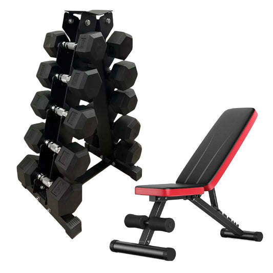 Premium Hex Dumbbell Set - 5 Pairs with 5-Tier Storage Rack - Rubber Coated Weights from 2.5kg to 60kg - Anti-Slip Chrome Grip - Perfect for Home Gyms, Commercial Fitness Centers and PT Studios