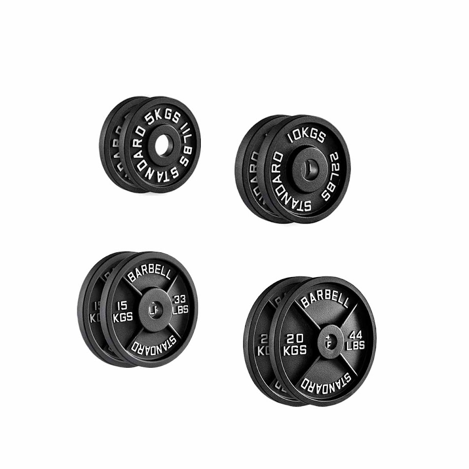 Professional Cast Iron Weight Plates – Strength Training Discs for Home & Commercial Gyms –Pairs, Sets & Optional Barbells