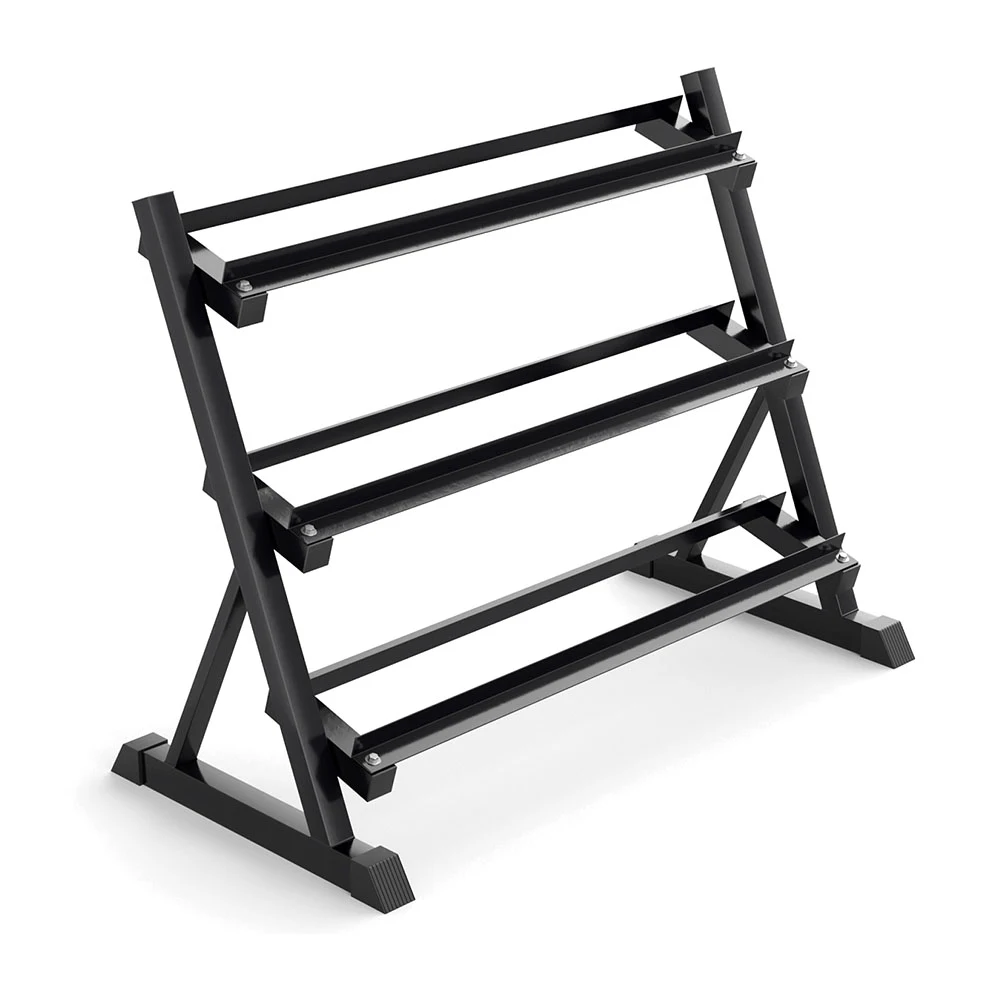 Heavy Duty Steel Tier Hex Dumbbell Rack, Compact Vertical Weight Storage Stand for Home Gym