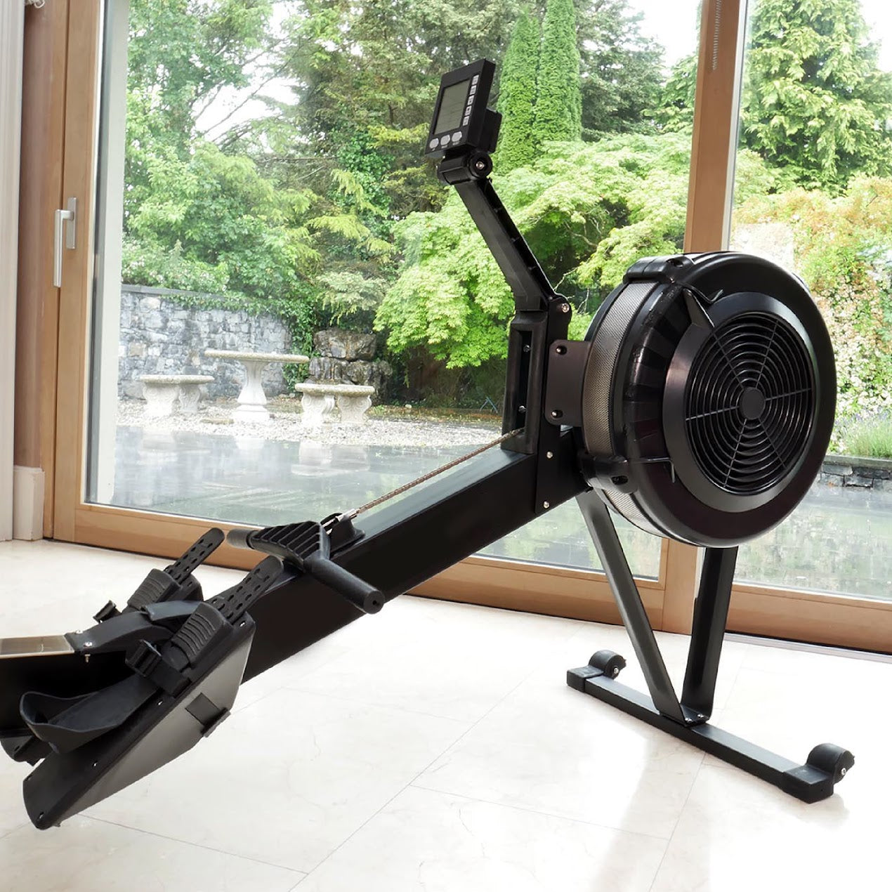 Adjustable Rowing Machine with 10 Resistance Levels – Foldable Magnetic Rower with LCD Monitor, Ergonomic Seat & Smooth Silent Operation for Home Gym Training